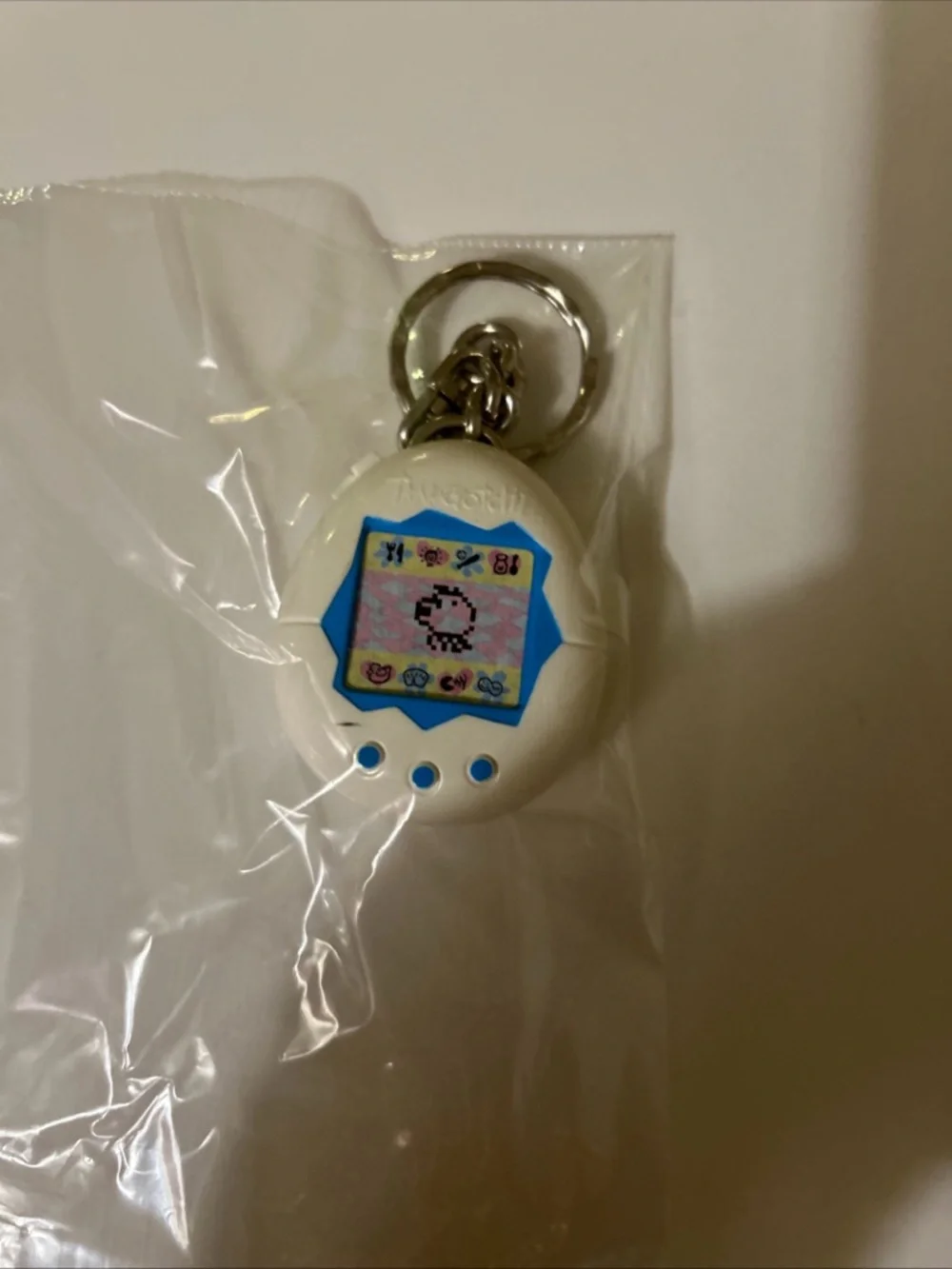 Virtual Pet Keychain - White & Blue